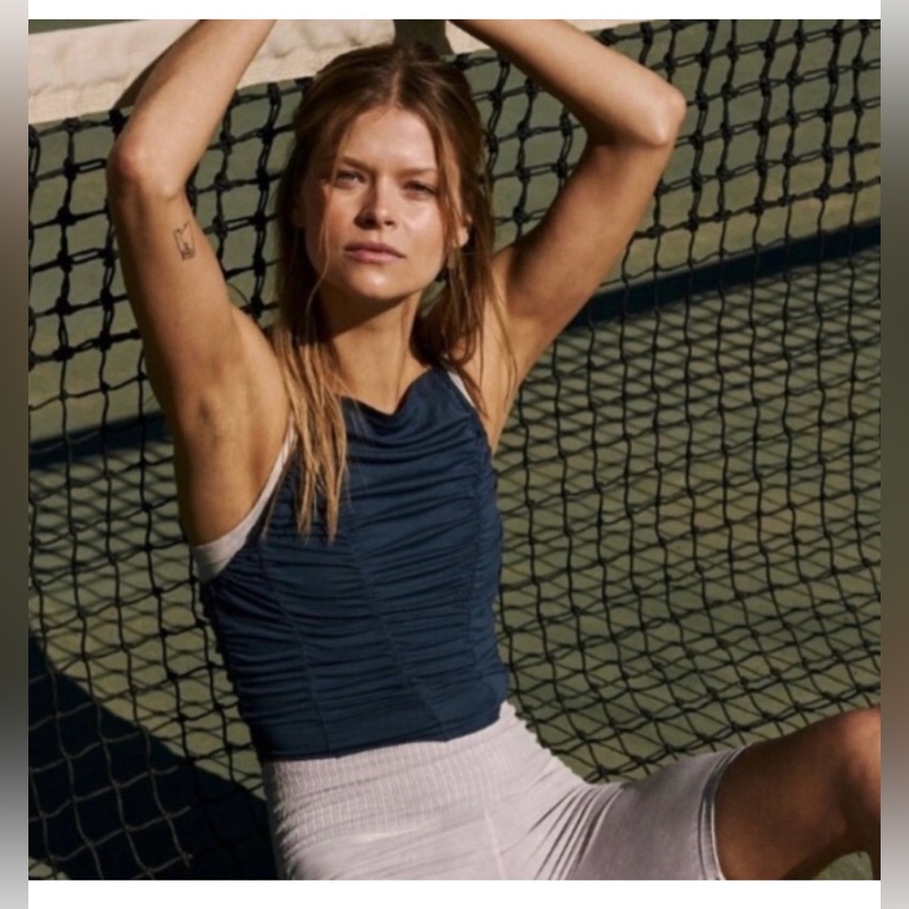Free People Movement Shirr Enough Cami in Navy Size XL